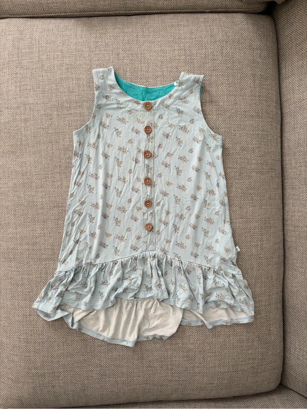 Posh Peanut Cecilia Sleeveless Henley Ruffled Hi Low Dress, 3T